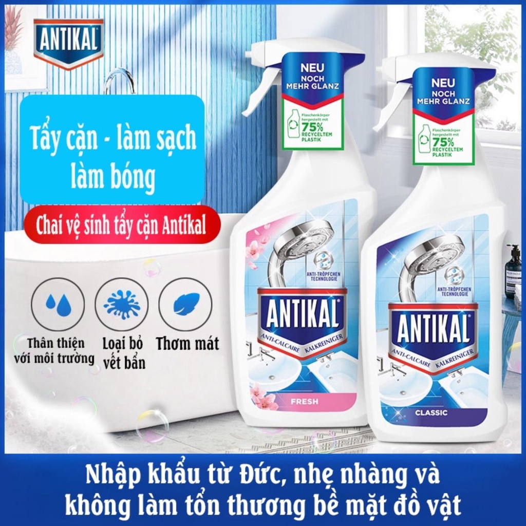 Chai xịt vệ sinh và chống ăn mòn inox Antikal tẩy cặn canxi vòi rửa, vòi sen