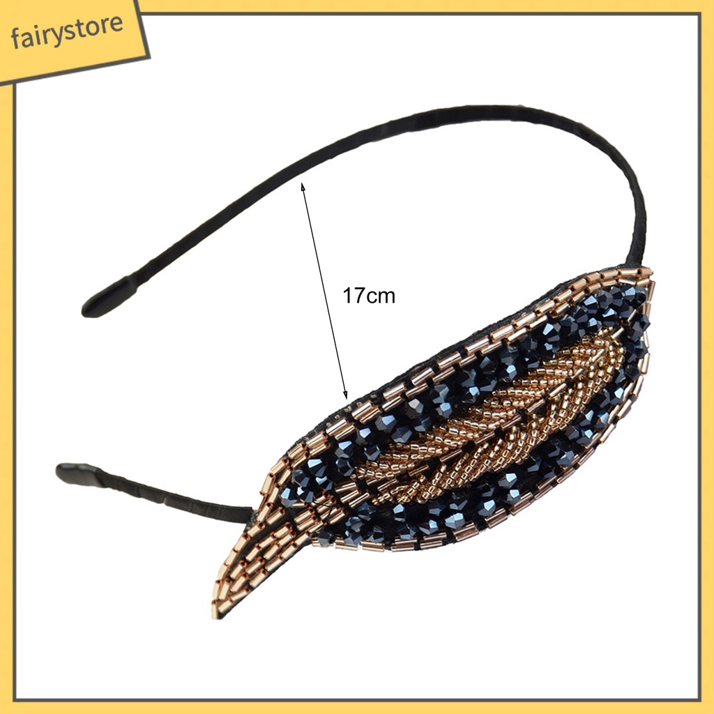 Băng Đô Cài Tóc Co Giãn Chống Trượt Đính Đá Hình Chiếc Lá 1 [Fairy1]
