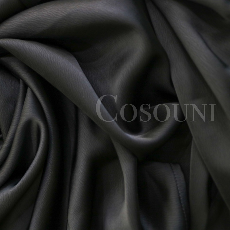 COSOUNI - Áo Sơ Mi Lụa Kiểu Nữ Màu Đen