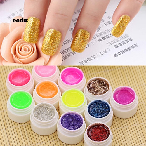 Set 12 Lọ Gel Kim Tuyến Nhiều Màu Sắc Dùng Để Trang Trí Móng Nghệ Thuật