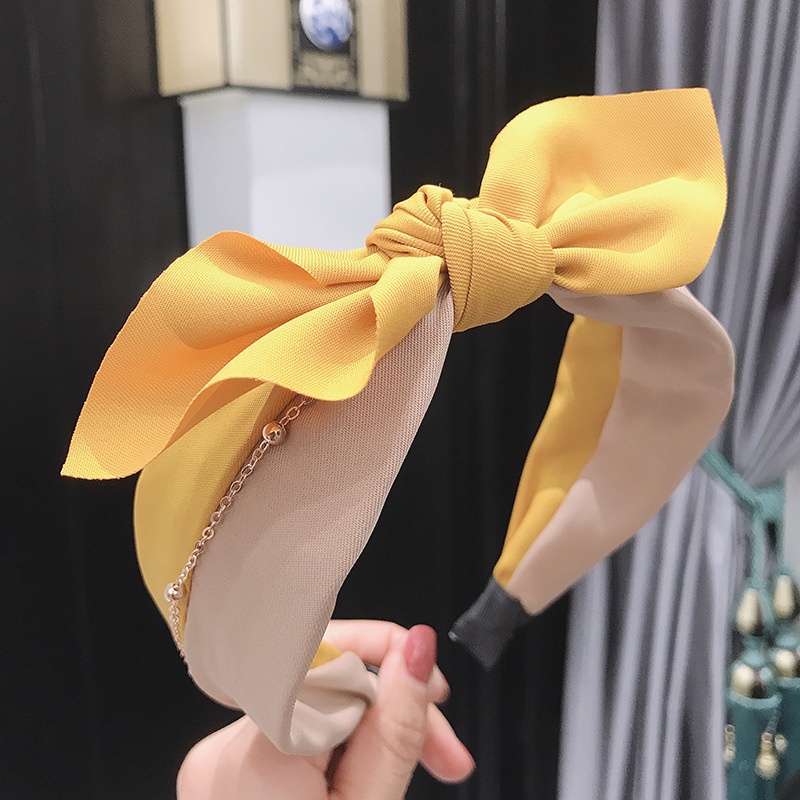 Băng Đô Thắt Nơ Vải Bản Rộng Hai Màu Tươi Tắn Cá Tính Thời Trang Đơn Giản Dành Cho Nữ