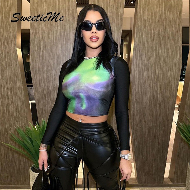 Áo Thun Tay Dài Cổ Tròn Màu Trơn Dáng Ôm Thời Trang 2023 Dành Cho Bạn Nữ