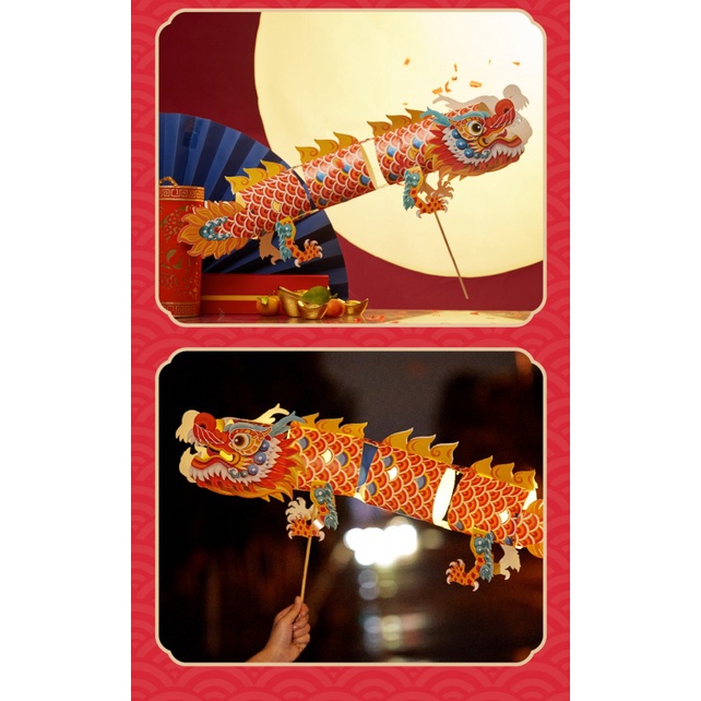 Lồng Đèn Hình Rồng Nhảy Múa Thủ Công DIY Phát Sáng Cho Trẻ Mẫu Giáo