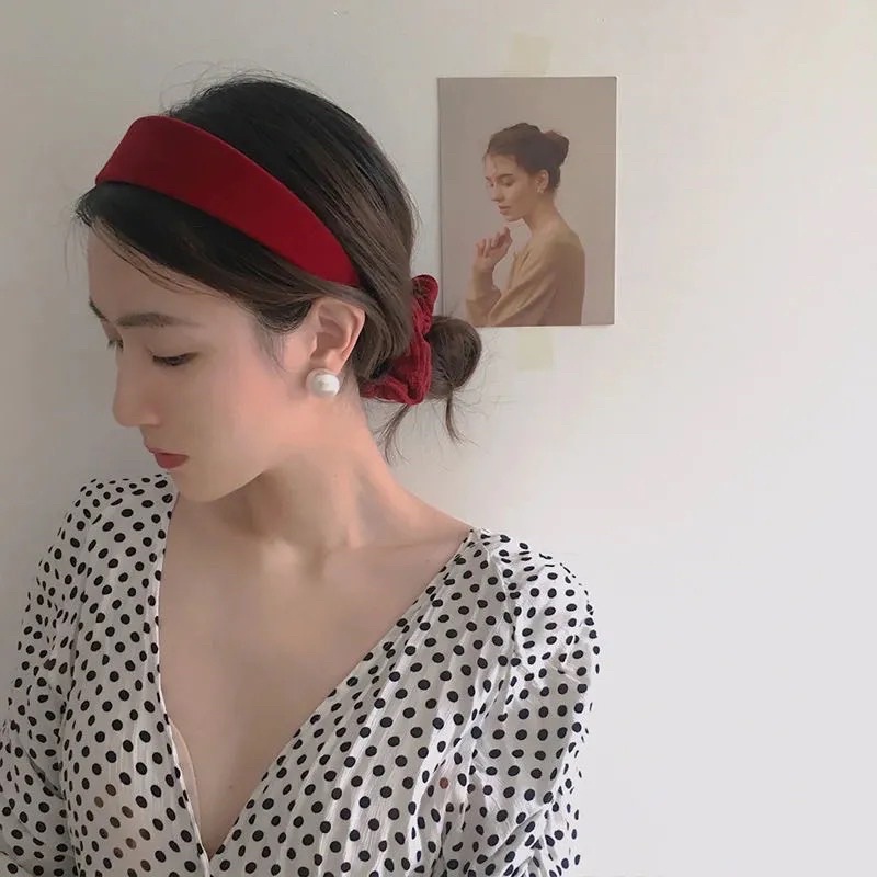 Băng Đô Cài Tóc Bằng Nhung Phong Cách Vintage Hàn Quốc Thanh Lịch Cho Nữ