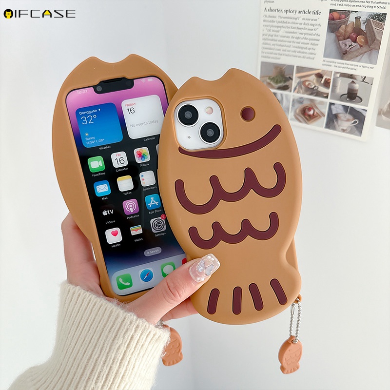 Ốp Điện Thoại Silicone Mềm Chống Sốc In Hình Cá Nâu 3D Cho iPhone 14 13 12 Pro Max 11