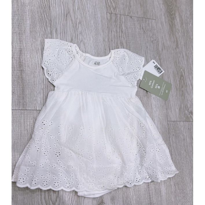 Váy bodysuit trắng bé gái HM auth