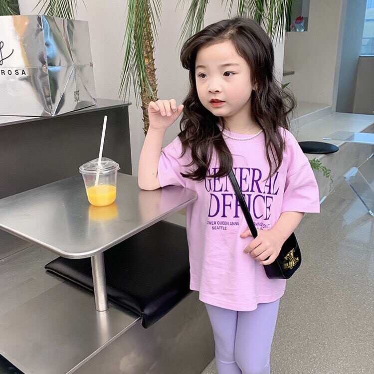 MNGRL Áo thun MNGRL cotton mềm mại mát mẻ in họa tiết chữ cái phong cách Hàn Quốc thời trang mùa hè đáng yêu dành cho bé gái