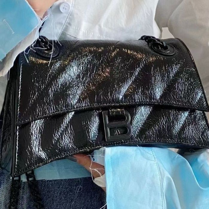 Túi Đeo Chéo Vai Bằng Da Có Khóa Cài Màu Đen 1 # 2022 Thời Trang Thu Đông