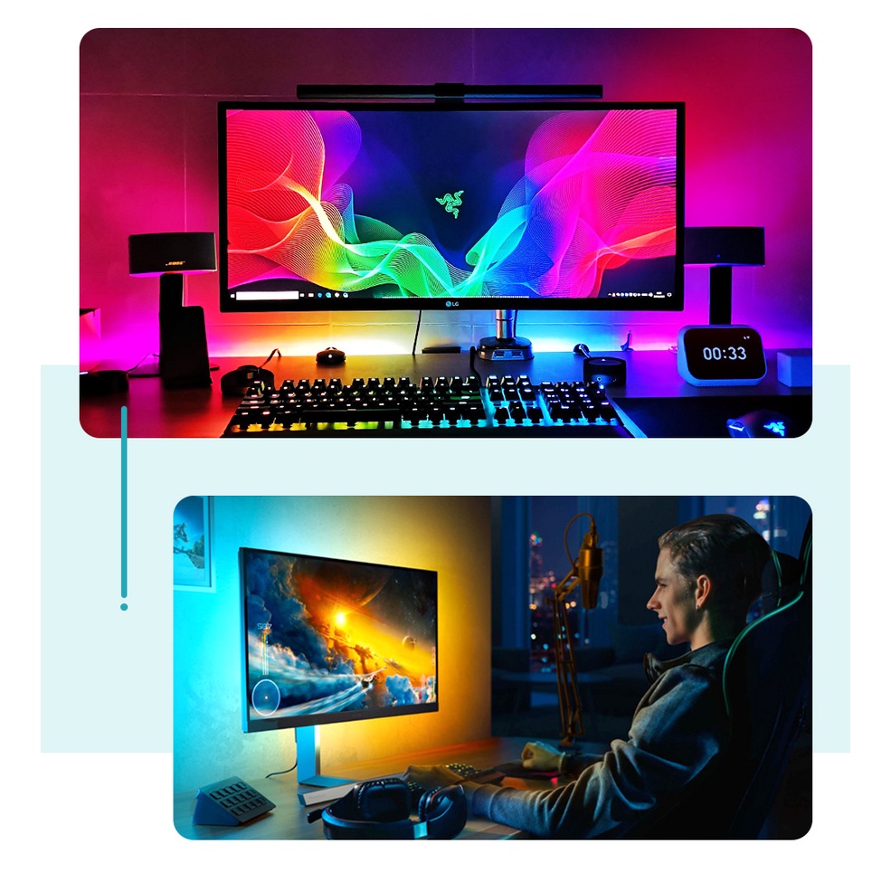 Đèn LED AMBIBOX đồng bộ ánh sáng theo màn hình 5V, RGBIC 5050 16 triệu màu, trải nghiệm giải trí đỉnh cao dán tivi,...