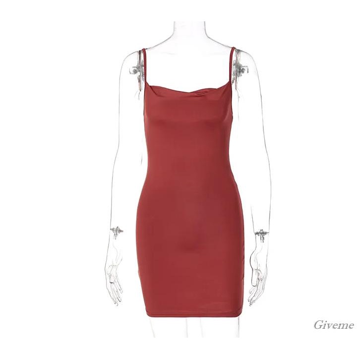 Đầm Body Cổ Thuyền Dây Mảnh Màu Trơn Hiệu Givenme