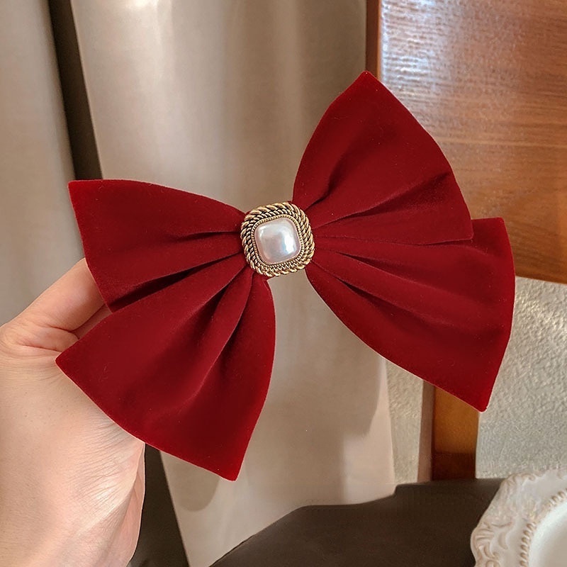 Kẹp Tóc Hình Nơ Màu Trơn Ngọt Ngào Cho Nữ