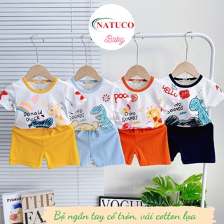 Bộ Cộc Tay Minky Mom Vải Cotton Lụa Mềm, Mịn, Mát Cổ Tròn Cho Bé Trai