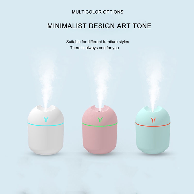 Máy Phun Sương Tạo Ẩm Không Khí Siêu Âm Mini 250ML Có Đèn LED