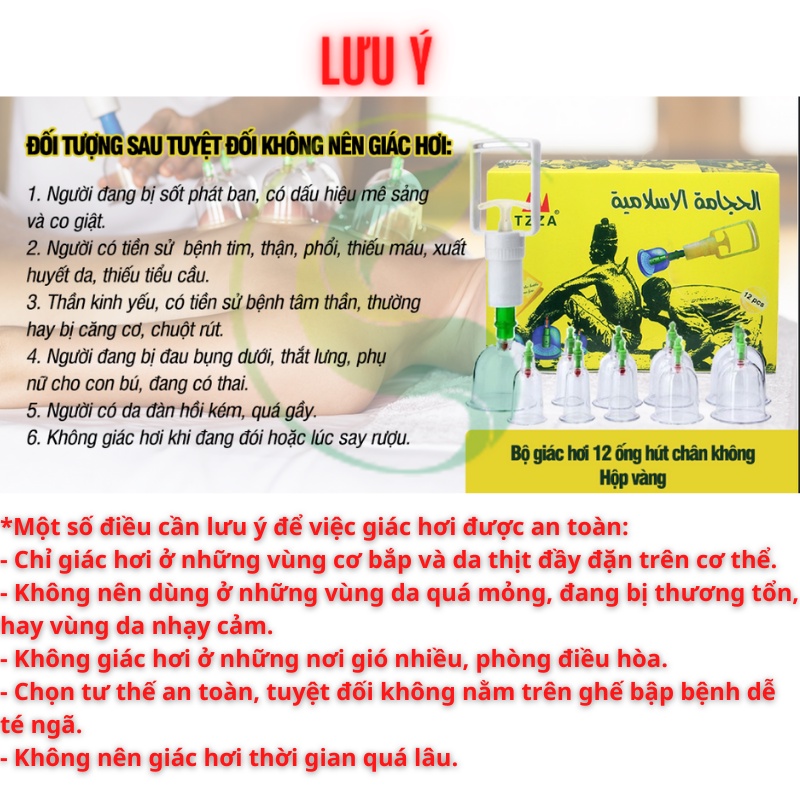 Bộ giác hơi 12 ly hôp vàng Thailand không dùng lửa, Bộ giác hơi hút chân không kết hợp giữa đông y và tây y hiện đại