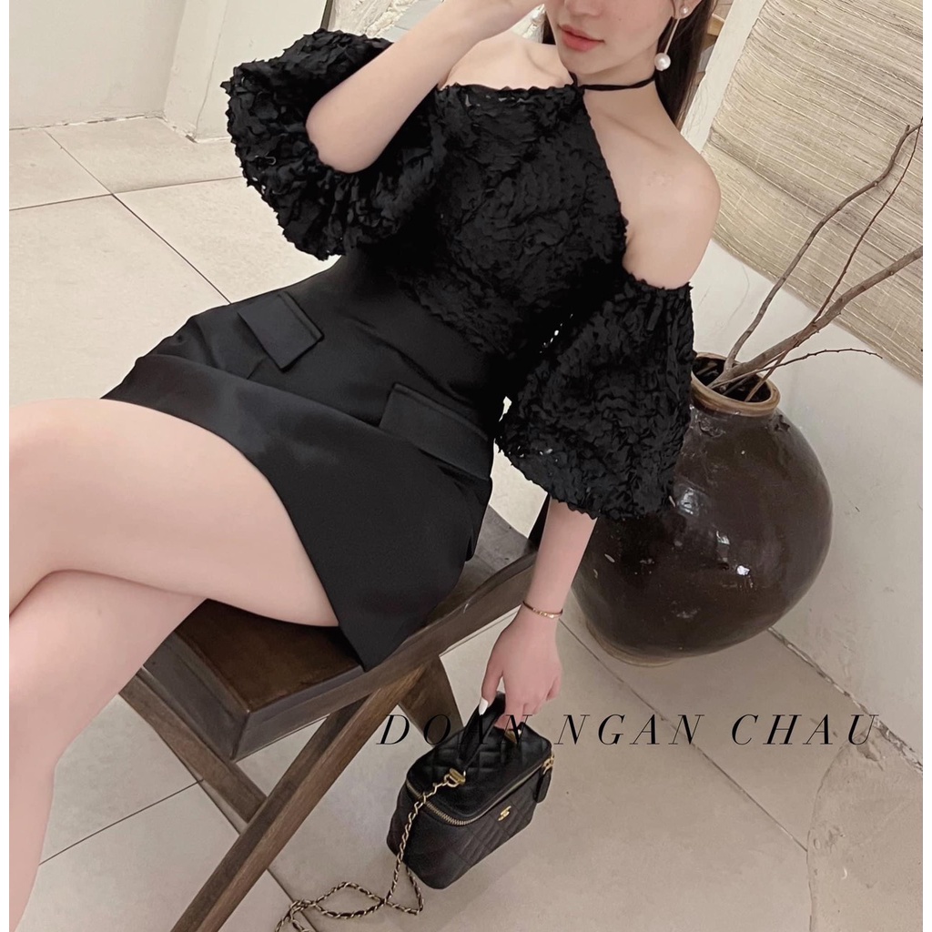 Set Áo Cổ Yếm Tay Phồng + CV