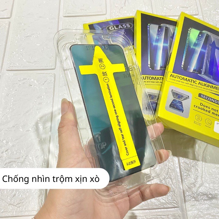 Kính chống nhìn trộm kèm khung dán tự động cho dòng máy x/xs->14pm