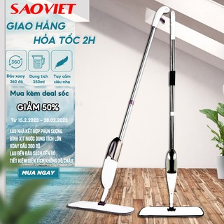 Cây lau nhà phun sương 2in1 aurora water spraymop - chổi lau nhà thông minh 360 kèm bình xịt nước tự động - saoviet
