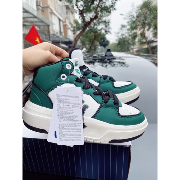 Giày thể thao sneaker mlb liner, giày sneaker mlb xanh lá cổ cao bản cao cấp ảnh thật