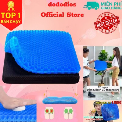 [Loại Xịn - Nặng 1kg - Tặng Vỏ] Đệm Lót Ngồi Silicon 3d 2 Lớp Thoáng Khí Thiết Kế Gel Tổ Ong - Chính Hãng Dododios