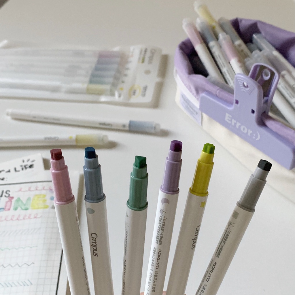 Bút Highlight Kokuyo Campus Stamp Line hai đầu tiện dụng Art Therapy