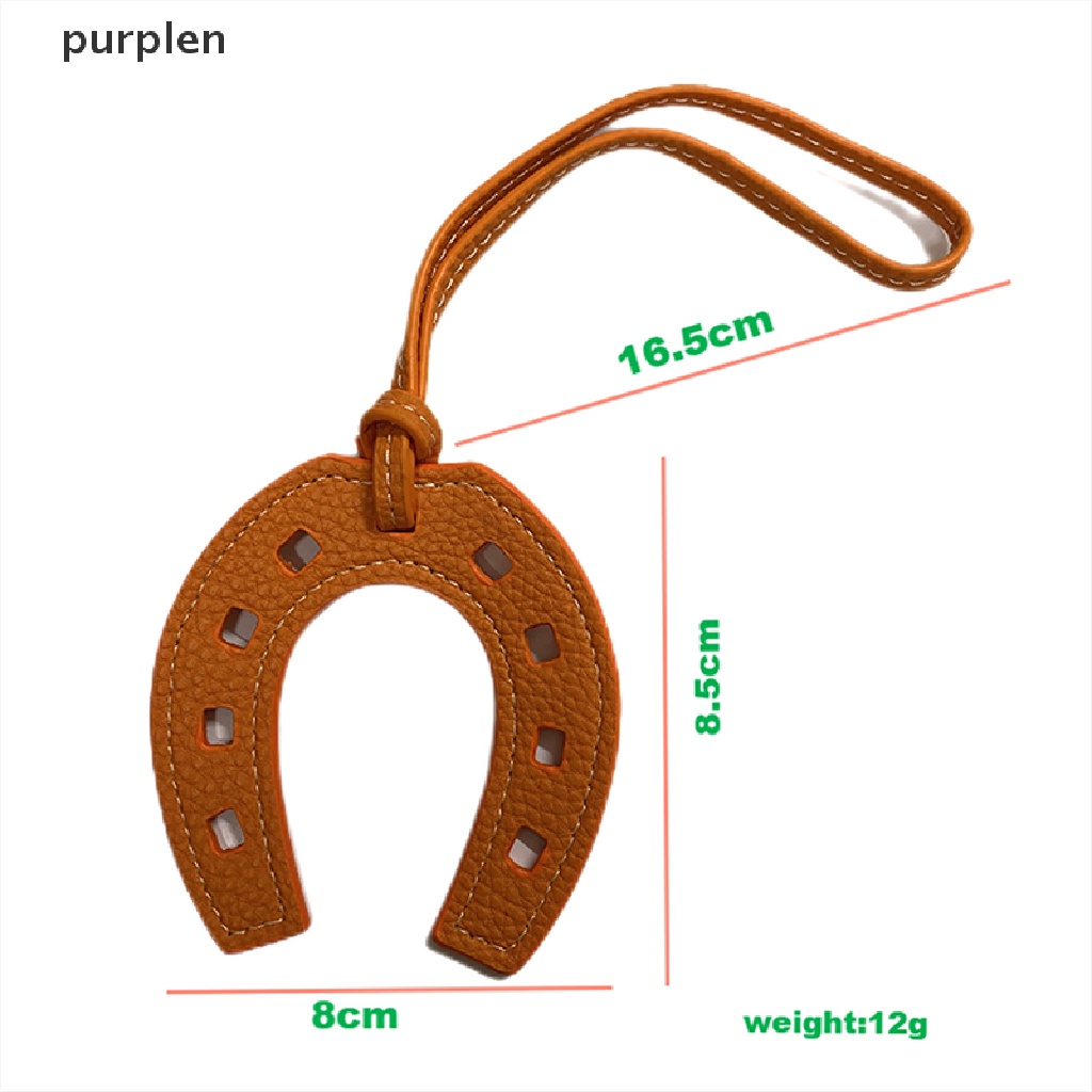 Móc Khóa Da PU Màu Tím Hình Móng Ngựa Hoof Horseshoe