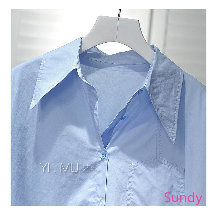 Áo Sơ Mi Tay Dài Dáng Rộng Thiết Kế Đơn Giản Thời Trang Xuân Thu Phong Cách Hàn Quốc Cho Nữ