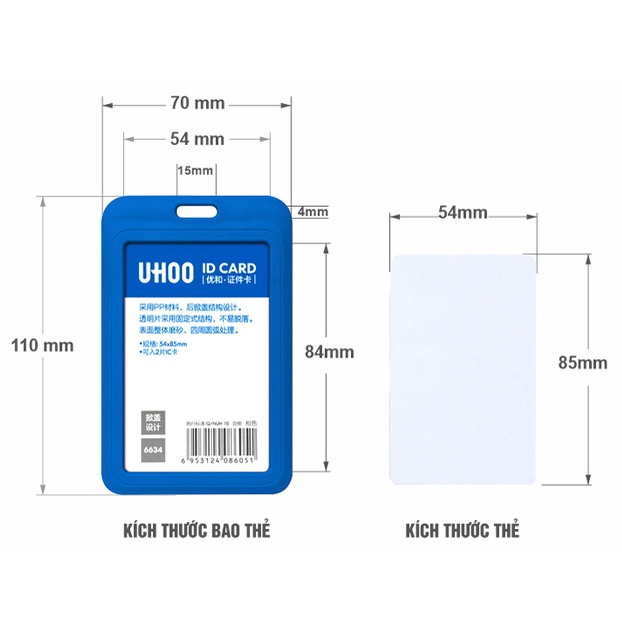 Bảng tên Uhoo 6634 5.4x8.5cm đứng , bao đeo thẻ Uhoo 6634 , bao đeo thẻ Hàn Quốc