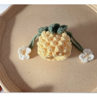 Túi đựng airpod hình quả dứa, túi móc len handmade quả dứa có quai đeo Crochet Airpod Cases