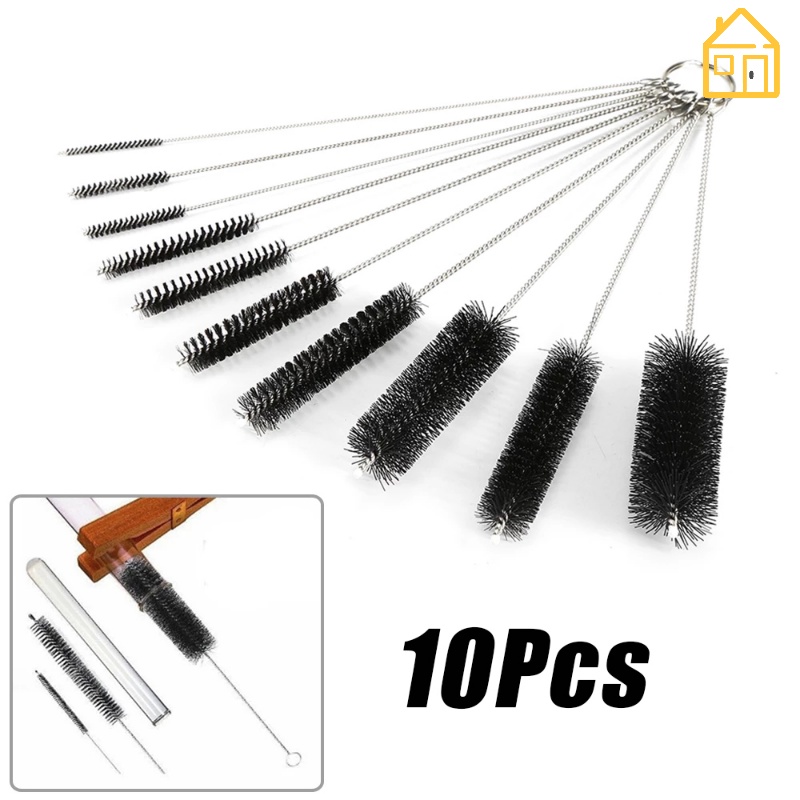Bộ 10 Bàn Chải Lông Mềm Dùng Vệ Sinh Ống Hút Thủy Tinh / Ống Hút Nước