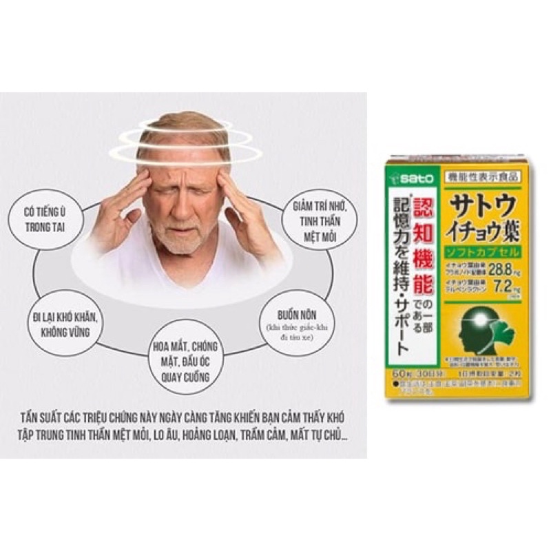 Viên Uống Bổ Não Sato Gingko 60 Viên 30 ngày Nhật Bản Nội Địa - Hàng - AuTH - Jp - Osaka