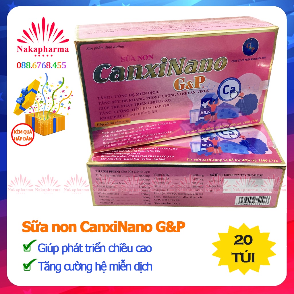Cốm Canxi Nano G&P | CanxiNano GP | Tăng cường miễn dịch, giúp bé phát triển chiều cao, tăng hấp thu, ăn ngủ khỏe