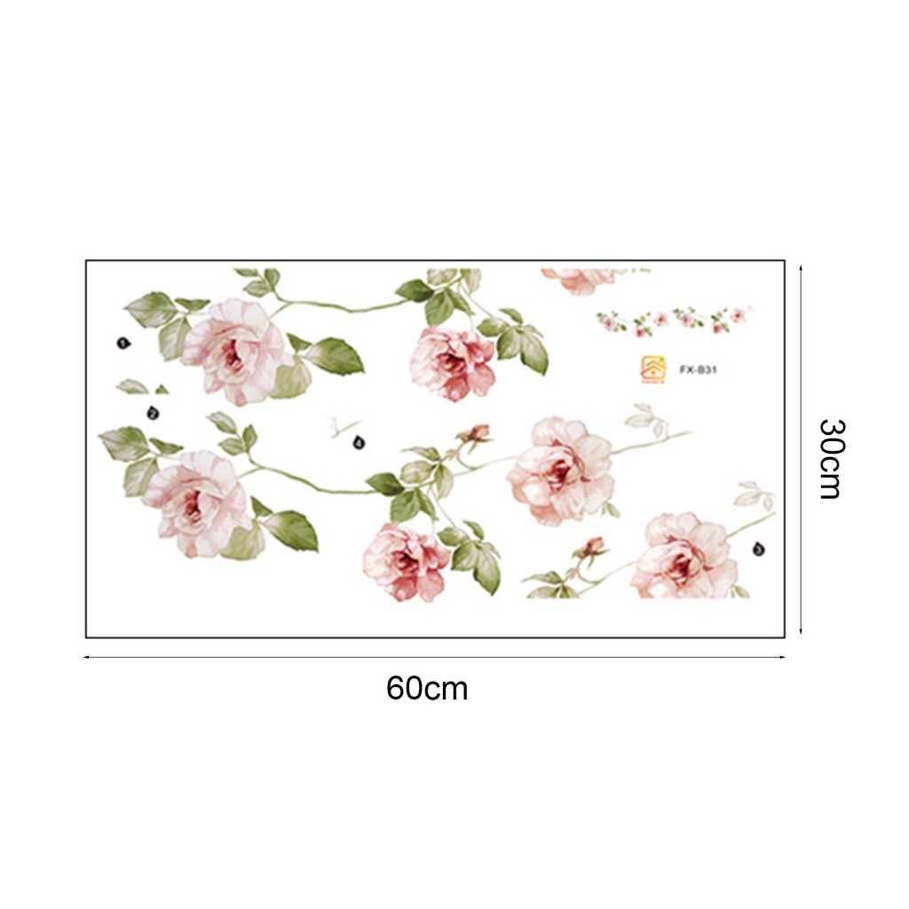 Miếng Dán Tường Bằng PVC Họa Tiết Hoa Trang Trí Phòng Khách