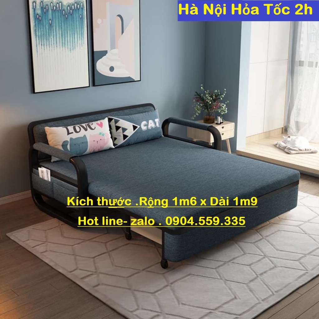 Giường sofa thông minh đa năng có ngăn chứa đồ tiết kiệm không gian, Kích thước rộng 1m6 x dài 1m9