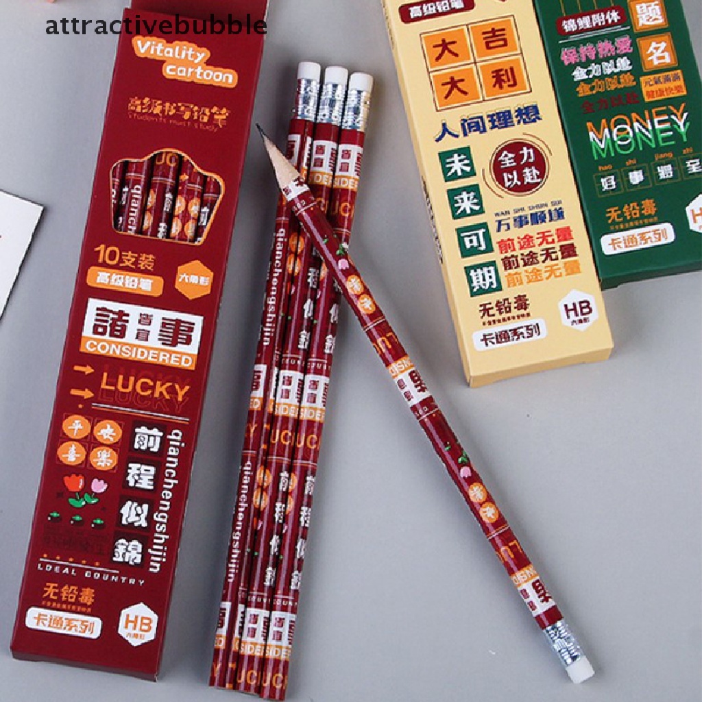 Set 10 Bút Chì Graphite Kiểu Hàn Quốc Đáng Yêu Cho Bé