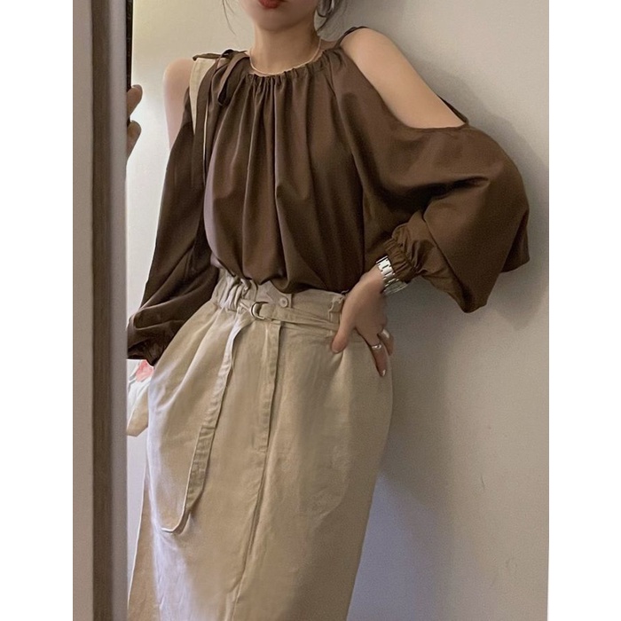 Áo Sơ Mi Trễ Vai Phối Dây Thắt Thời Trang Mùa Hè Dành Cho Nữ