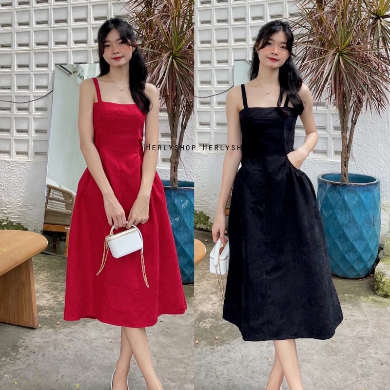 ĐẦM 2 DÂY MIDI 2 TÚI HÔNG( size S)