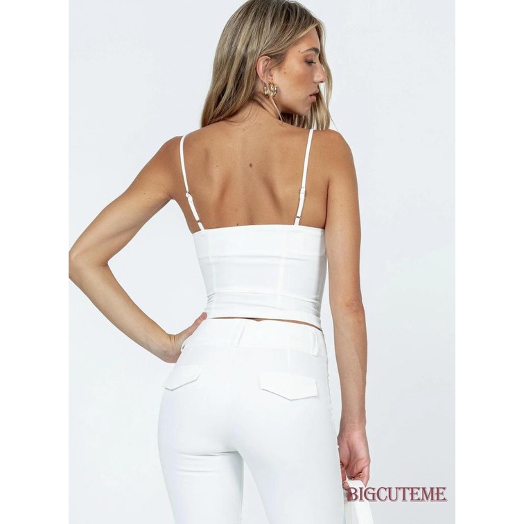 Áo Lửng Hai Dây Hở Lưng Phong Cách Vintage Gợi Cảm Cho Nữ