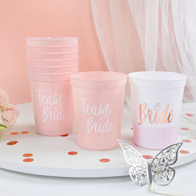 Set 1 / 2 Cốc Nhựa Uống Nước In Chữ Team Bride Bachelorette Độc Đáo Tr