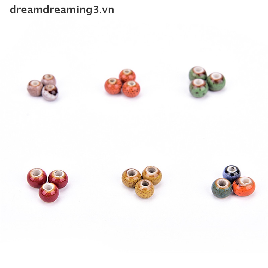 Set 50 Hạt Gốm Tráng Men 6mm Dùng Làm Trang Sức DIY