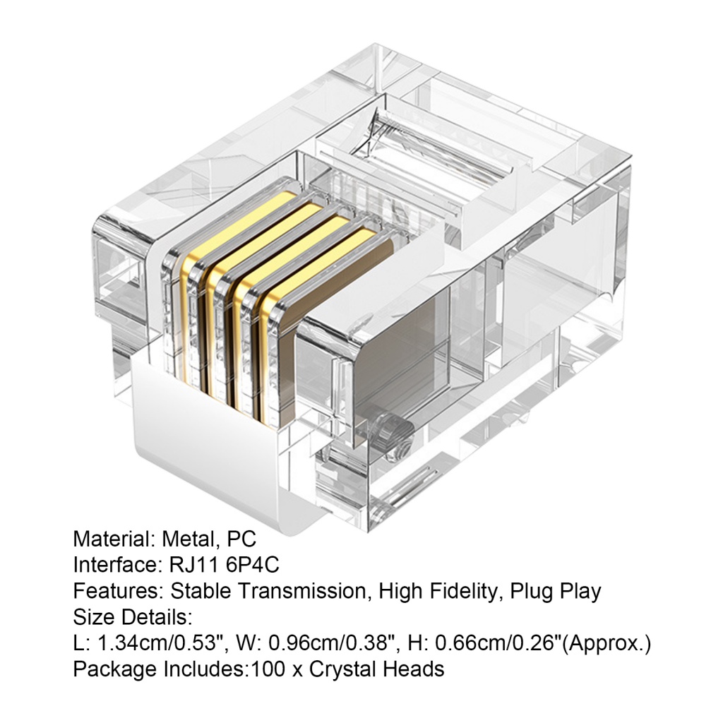 Set 100 đầu nối dây cáp mô đun LENOVO RJ11 6P4C thích hợp cho máy Fax