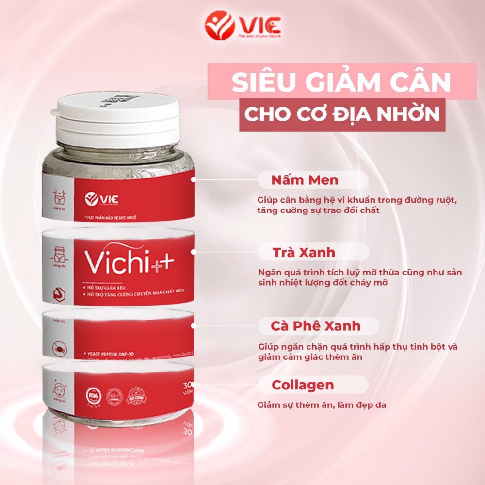 TẶNG KHÓA CÂN Giảm cân cấp tốc Vichi++ Chính hãng viên uống giảm mỡ bụng