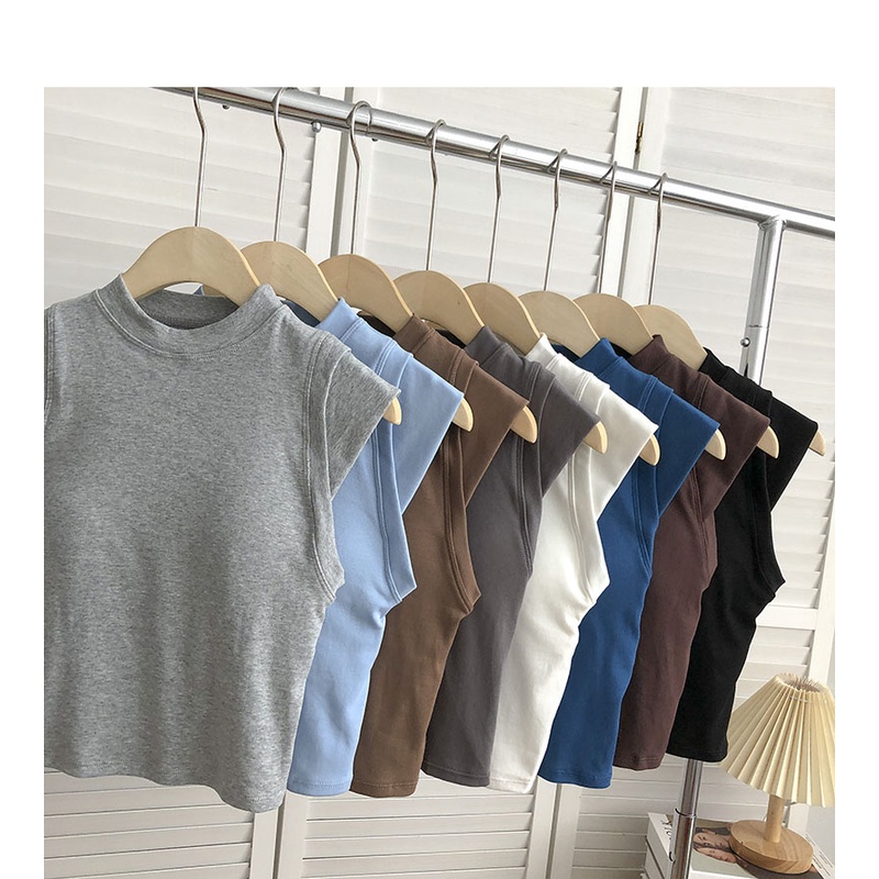 Xiaozhainv Áo Sát Nách Cổ Tròn Có Đệm Ngực 8 Màu Thời Trang Hàn Quốc Cho Nữ