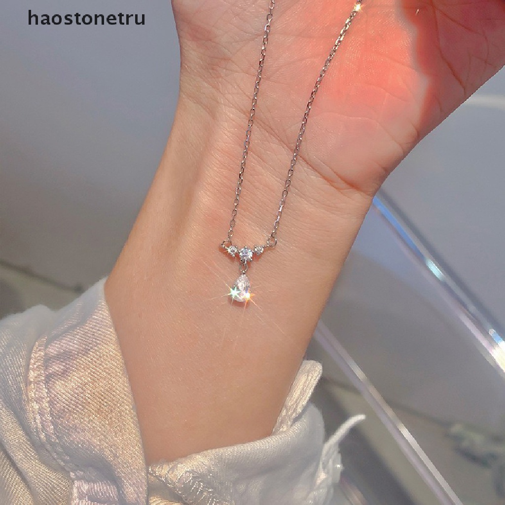 Ru Vòng cổ Đính Đá Zircon Hình Giọt Nước Nhỏ Đơn Giản Thời Trang Dự Tiệc Cưới