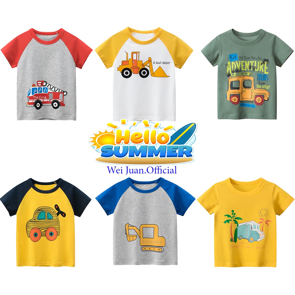 Áo thun bé trai 27KIDS họa tiết ô tô chất cotton QATE 550