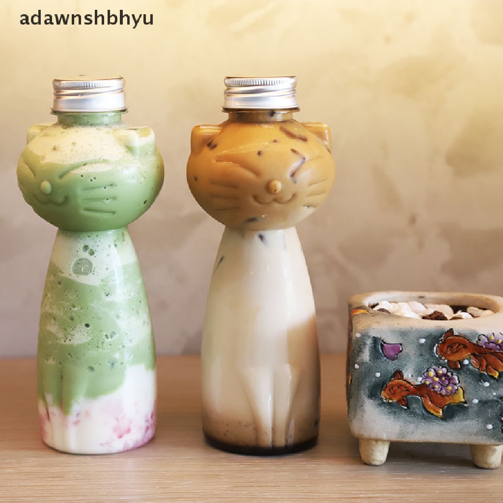 Bình Đựng Nước Ép / Trà Sữa / Cà Phê Trong Suốt Thiết Kế Hình Mèo Dễ Thương
