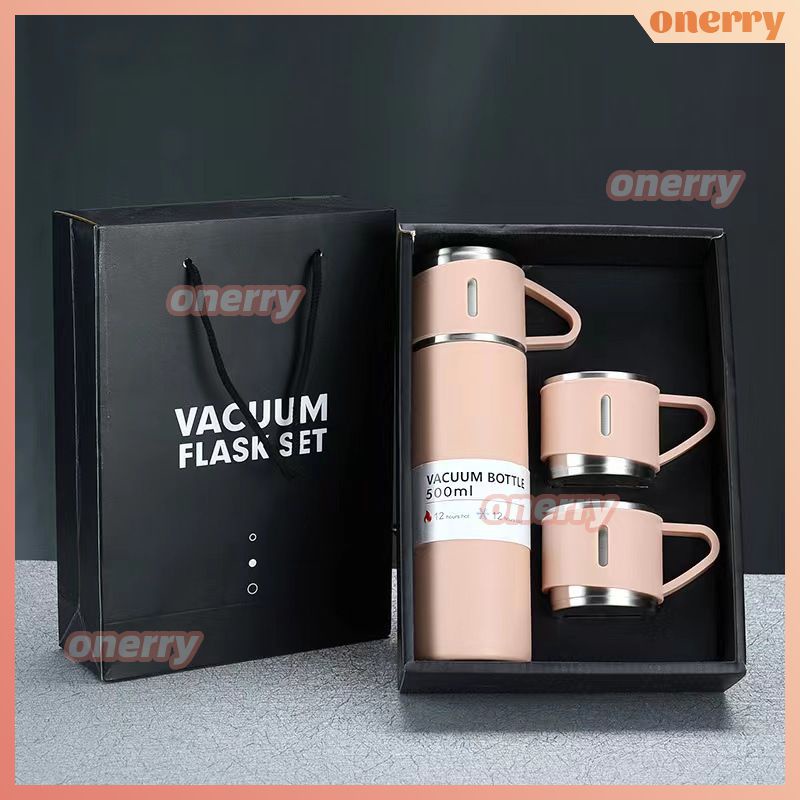 Bình Giữ Nhiệt Chân Không Bằng Thép Không Gỉ Hai Lớp Cốc Du Lịch Bình Nước Đi Công Tác Kèm Bộ Cốc Quà Tặng Onerryvn