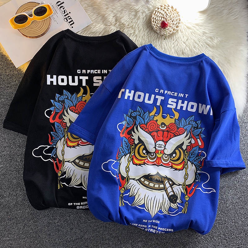 Áo Thun 100% Cotton Tay Ngắn Dáng Rộng Phong Cách Thời Trang Retro Mùa Hè