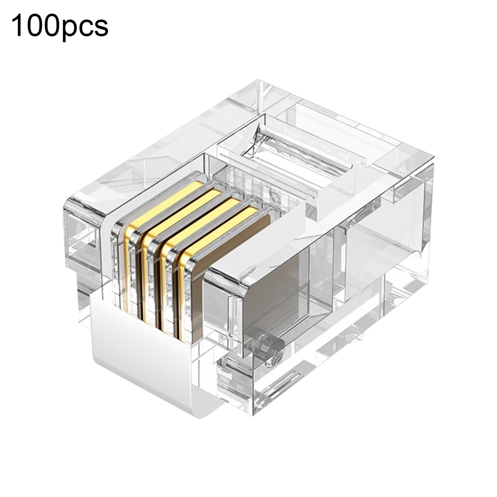 Set 100 đầu nối dây cáp mô đun LENOVO RJ11 6P4C thích hợp cho máy Fax