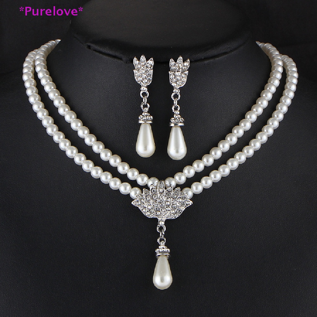 Bộ Vòng cổ + Bông Tai Đính Ngọc Trai Nhân Tạo Thanh Lịch Cho Nữ Mới