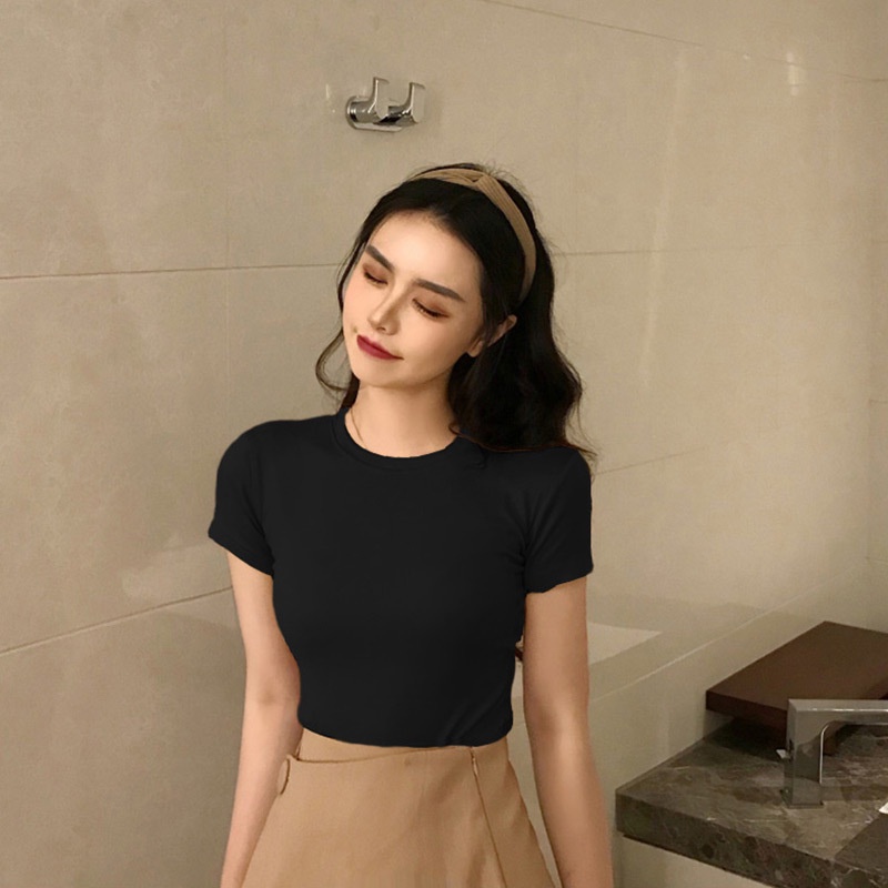 Áo Thun Tay Ngắn Màu Trơn Phong Cách Hàn Quốc Thời Trang Mùa Hè 2023 Mới